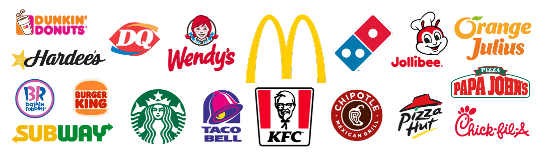 Logos of well known brands